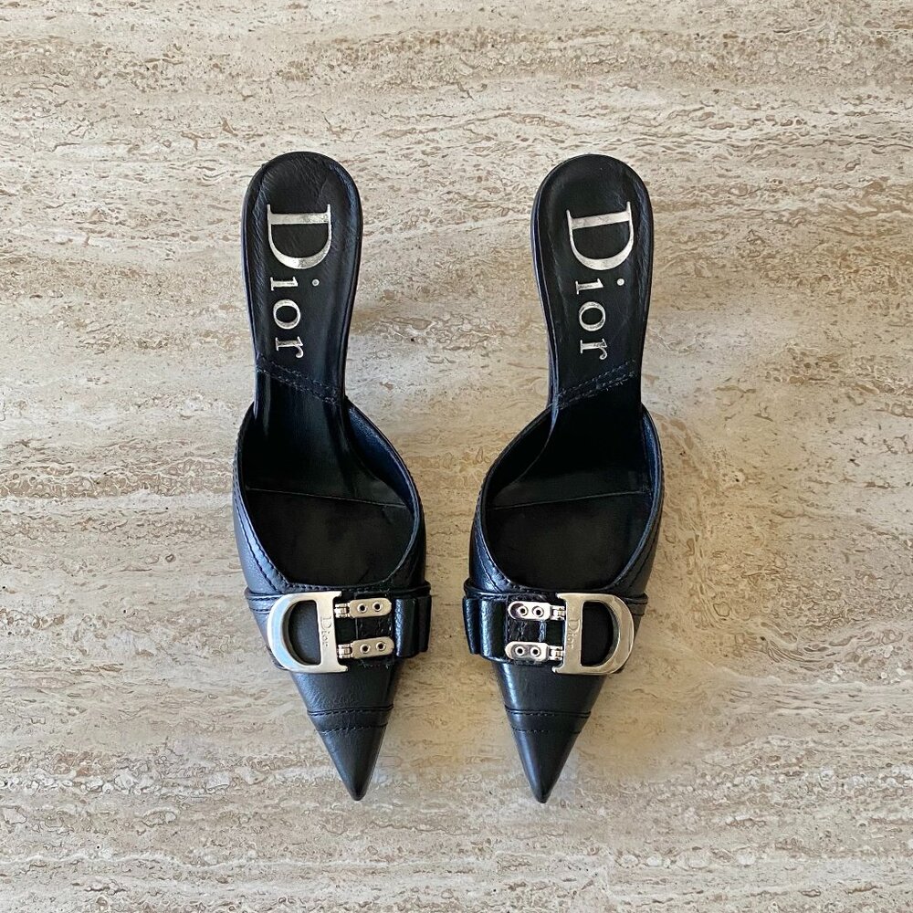 Vintage Dior Flight D Buckle Mule Heels